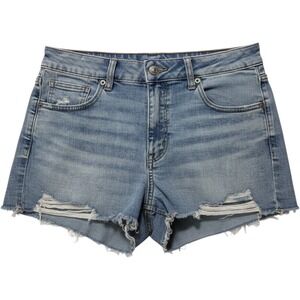 American Eagle Denim Shorts Womens Sz 8 High Rise Shortie Lace eyelet festival